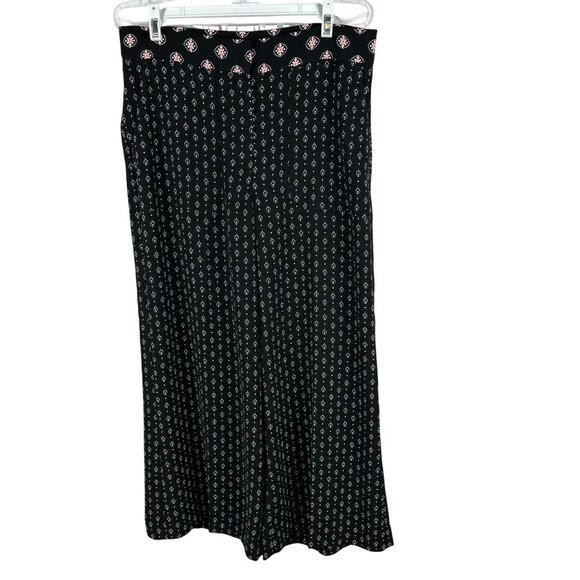 LOFT Womens Black & Pink Patterned Wide-Leg Pants Size 6 - Picture 1 of 6